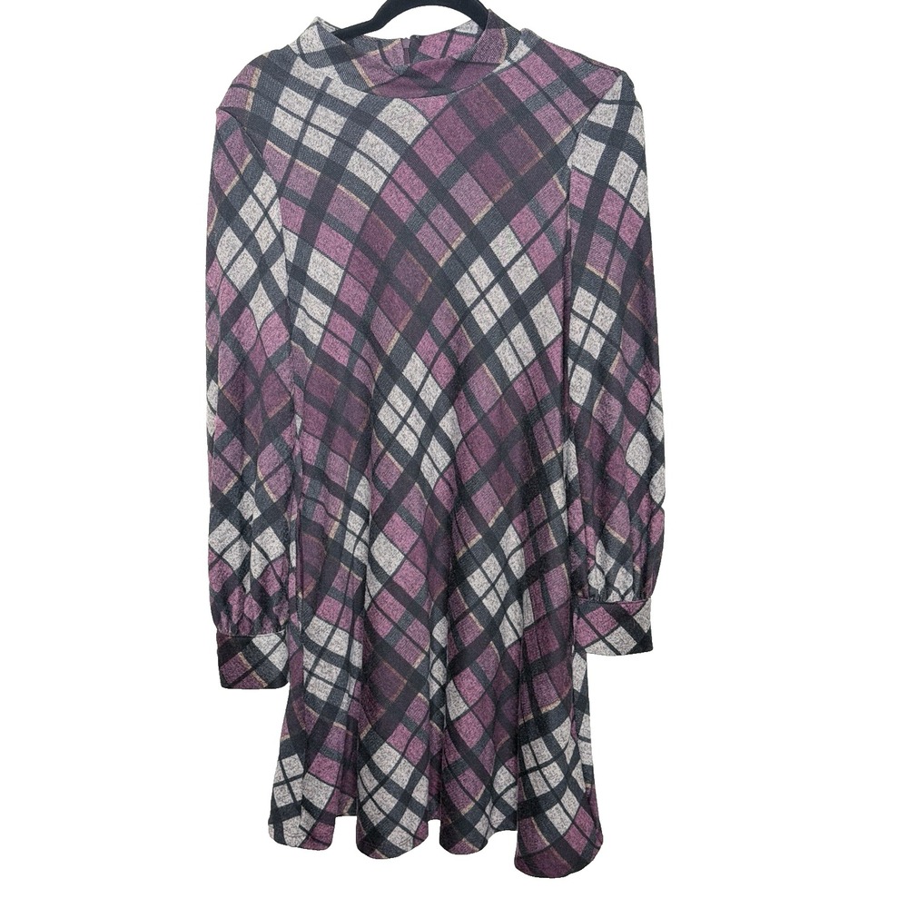 Jessica Howard Midi Dress Womens Size PL Purple Plaid‎ Acadamia School Girl